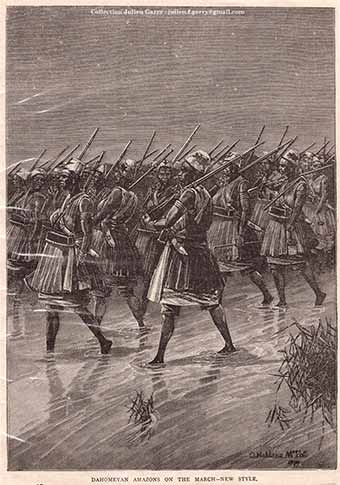<b>fig.5</b>Gravure britannique représentant les Amazones du Dahomey