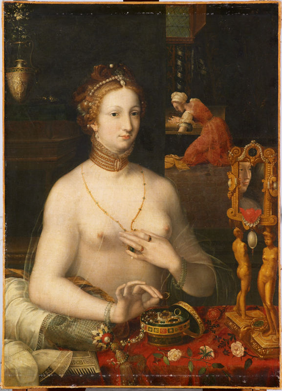 <b>fig.5</b> Anonyme de l’École de Fontainebleau, <i>Dame à sa toilette</i>